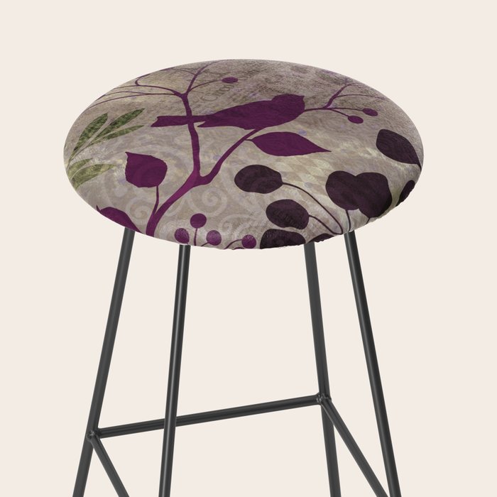 Whimsy Bird Garden Dreamy Mixed Media Art  Stool Gallery Image 2