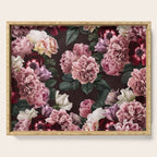 Vintage bouquets of pink lush peonies, purple tulips, roses and dark red anemones. Serving Tray Gallery Image 1