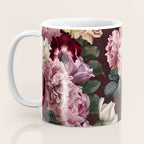 Vintage bouquets of pink lush peonies, purple tulips, roses and dark red anemones. Coffee Mug Gallery Image 3