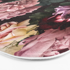 Vintage bouquets of pink lush peonies, purple tulips, roses and dark red anemones. Bath Mat Gallery Image 3
