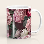 Vintage bouquets of pink lush peonies, purple tulips, roses and dark red anemones. Coffee Mug Gallery Image 1