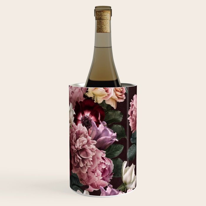 Vintage bouquets of pink lush peonies, purple tulips, roses and dark red anemones. Wine Chiller Gallery Image 2