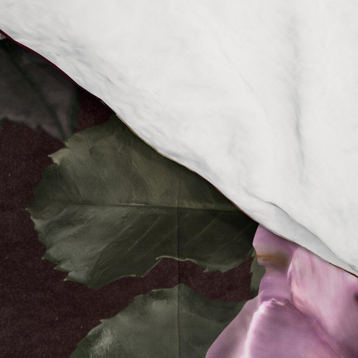 Vintage bouquets of pink lush peonies, purple tulips, roses and dark red anemones. Comforter Gallery Image 4