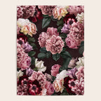 Vintage bouquets of pink lush peonies, purple tulips, roses and dark red anemones. Poster Gallery Image 4