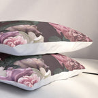 Vintage bouquets of pink lush peonies, purple tulips, roses and dark red anemones. Pillow Sham Gallery Image 3