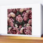 Vintage bouquets of pink lush peonies, purple tulips, roses and dark red anemones. Wall Mural Gallery Image 2