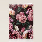 Vintage bouquets of pink lush peonies, purple tulips, roses and dark red anemones. Stationery Card Gallery Image 2