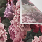 Vintage bouquets of pink lush peonies, purple tulips, roses and dark red anemones. Wall Tapestry Gallery Image 3