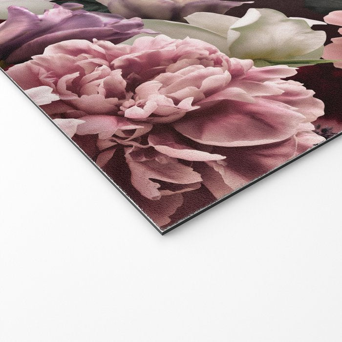 Vintage bouquets of pink lush peonies, purple tulips, roses and dark red anemones. Welcome Mat Gallery Image 2