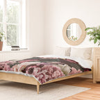 Vintage bouquets of pink lush peonies, purple tulips, roses and dark red anemones. Duvet Cover Gallery Image 2