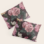 Vintage bouquets of pink lush peonies, purple tulips, roses and dark red anemones. Pillow Sham Gallery Image 3