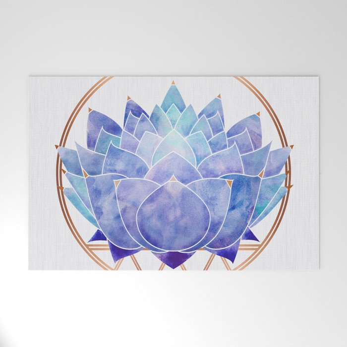 Violet Zen Lotus Flower Watercolor Welcome Mat Gallery Image 1