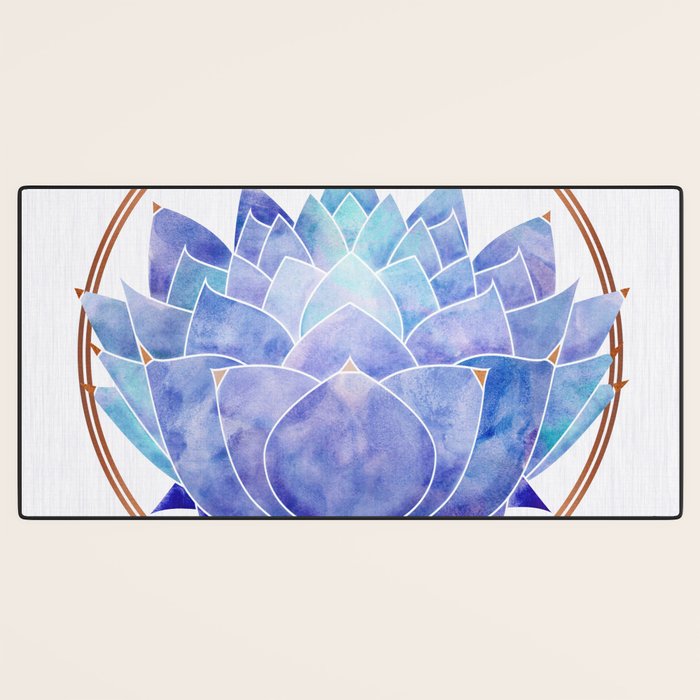 Violet Zen Lotus Flower Watercolor Desk Mat Gallery Image 3