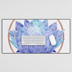 Violet Zen Lotus Flower Watercolor Desk Mat Gallery Image 1