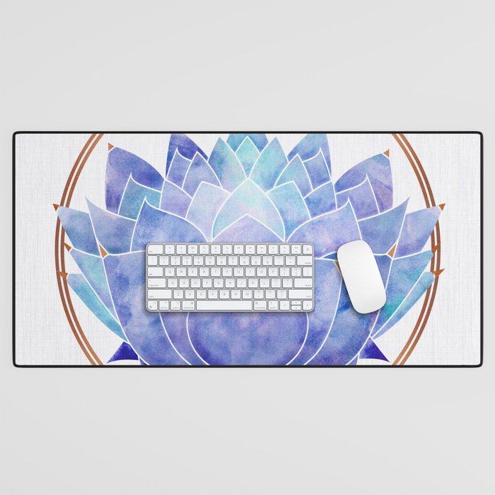 Violet Zen Lotus Flower Watercolor Desk Mat Gallery Image 1