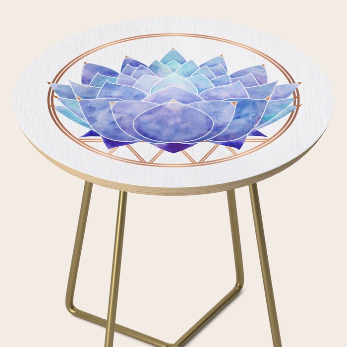 Violet Zen Lotus Flower Watercolor Side Table Gallery Image 2