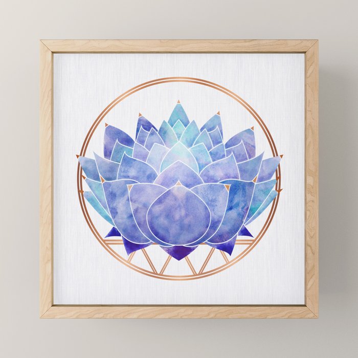 Violet Zen Lotus Flower Watercolor Mini Art Print Gallery Image 1
