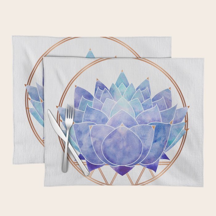 Violet Zen Lotus Flower Watercolor Placemat Gallery Image 1