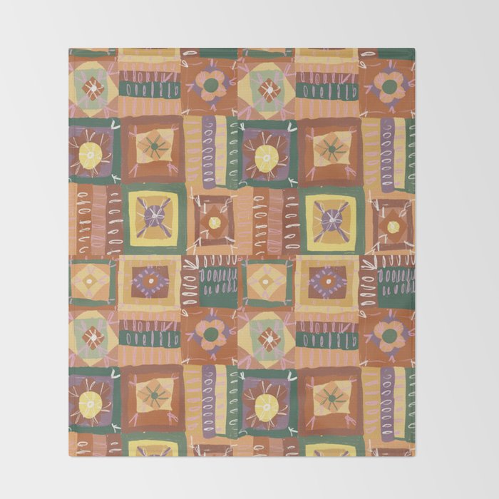 Brown Crochet Patchwork Throw Blanket Gallery Image 2