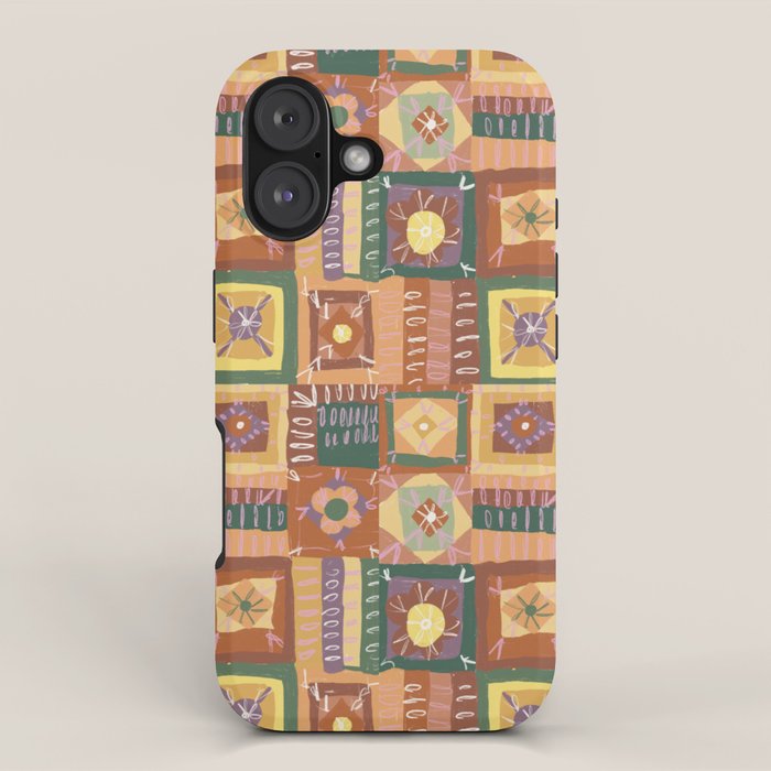 Brown Crochet Patchwork iPhone Case Gallery Image 1