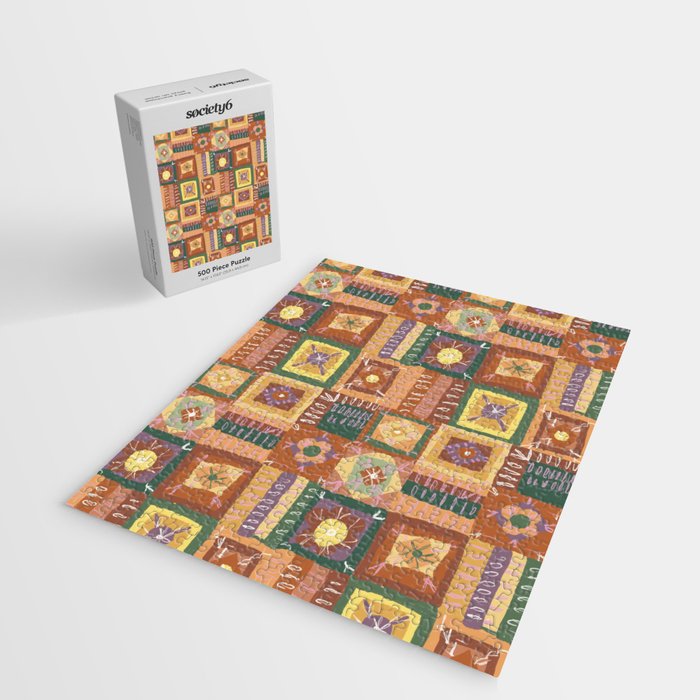 Brown Crochet Patchwork Jigsaw Puzzle Gallery Image 2