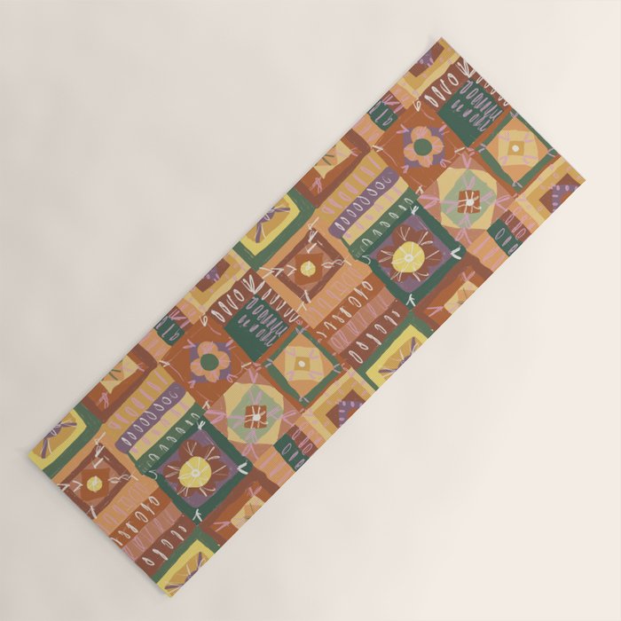 Brown Crochet Patchwork Yoga Mat Gallery Image 1