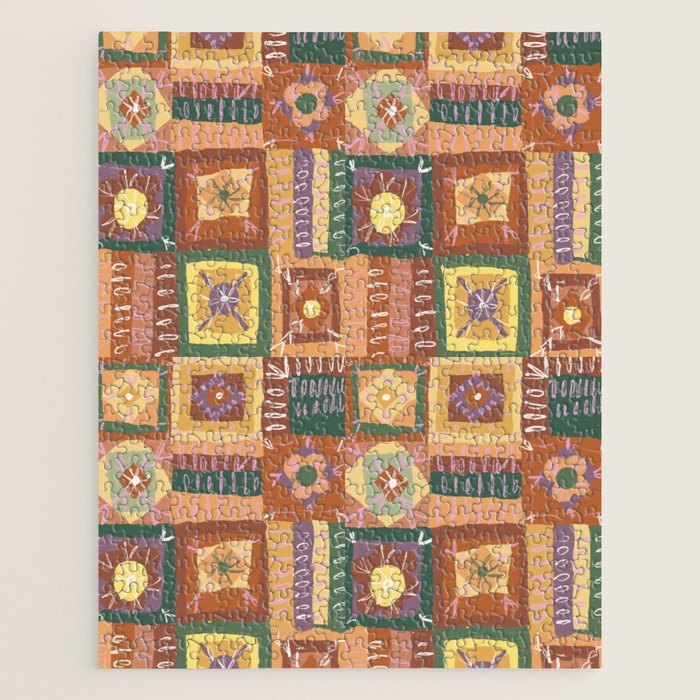 Brown Crochet Patchwork Jigsaw Puzzle Gallery Image 1
