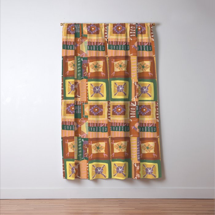 Brown Crochet Patchwork Window Curtain Gallery Image 3