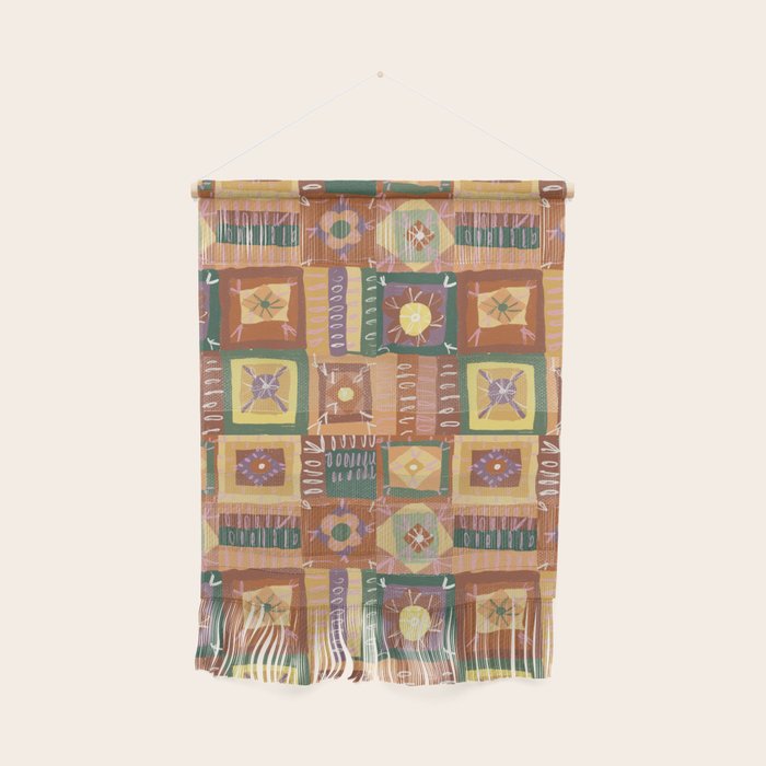 Brown Crochet Patchwork Wall Hanging Gallery Image 1