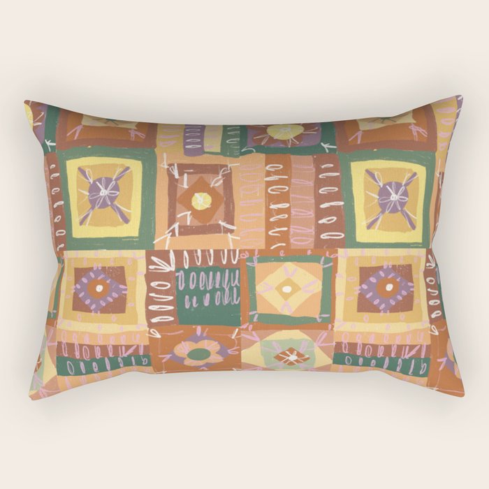 Brown Crochet Patchwork Rectangular Pillow Gallery Image 2