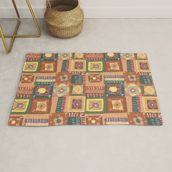 Brown Crochet Patchwork Rug Gallery Image 1