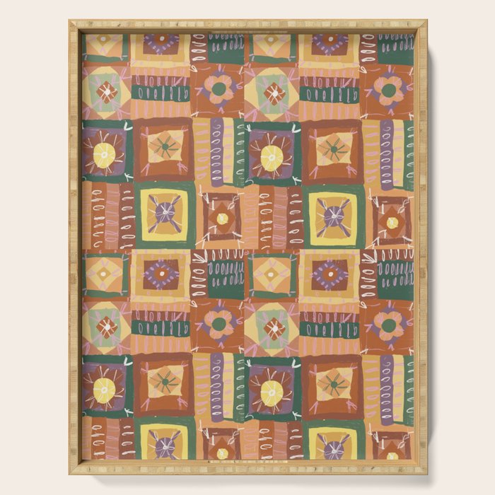 Brown Crochet Patchwork Serving Tray Gallery Image 1