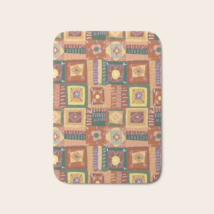 Brown Crochet Patchwork Bath Mat Gallery Image 1