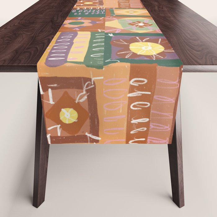 Brown Crochet Patchwork Table Runner Gallery Image 1