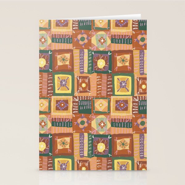 Brown Crochet Patchwork Stationery Card Gallery Image 1
