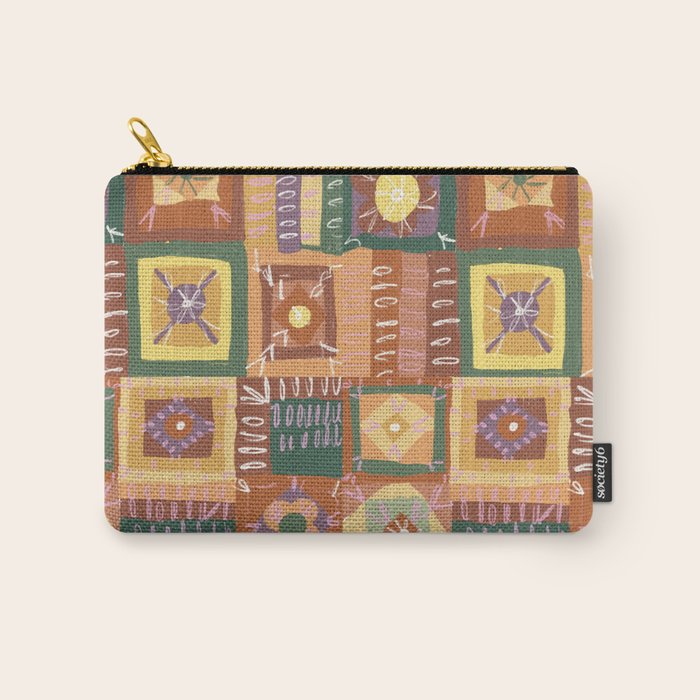 Brown Crochet Patchwork Carry All Pouch Gallery Image 1