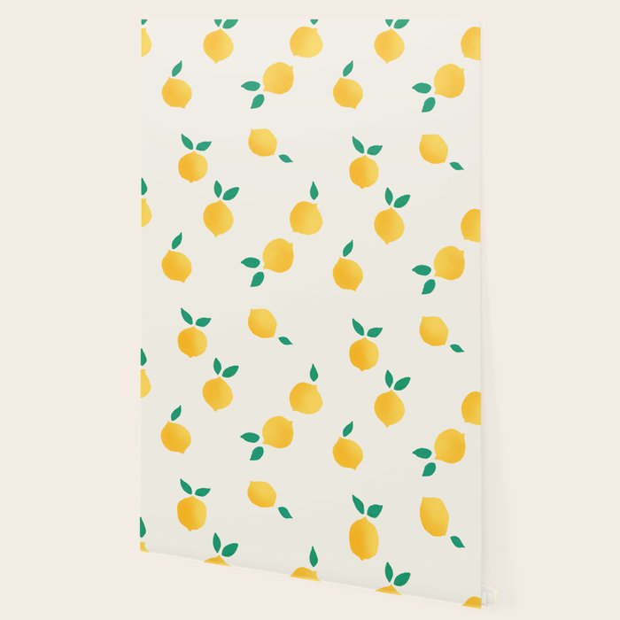 Sunny Mediterranean Lemon Pattern  Summer Coastal Vibes Wallpaper Gallery Image 2