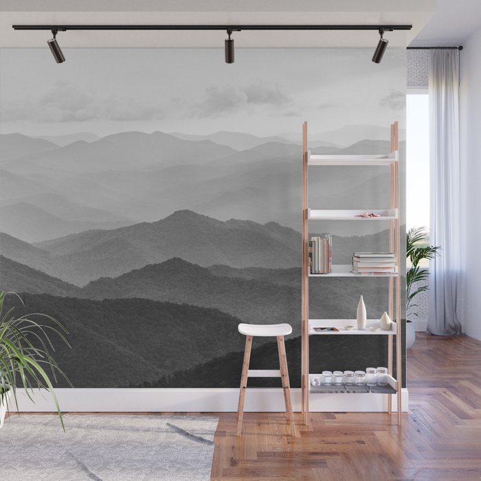 Forest Fade - Black and White Landscape Nature Photography Wall Mural Gallery Image 1