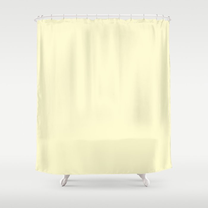 Pastel Lemon Yellow Pale Soft Meringue Yellow Shower Curtain Gallery Image 1