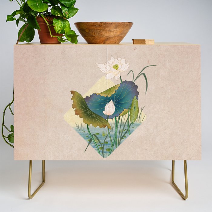 lotursflowers C : Minhwa-Korean traditional/folk art Credenza Gallery Image 1