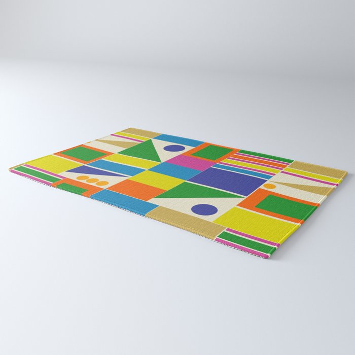 Colorful Geometric Mid Century Modtastic Retro Pattern Rug Gallery Image 3