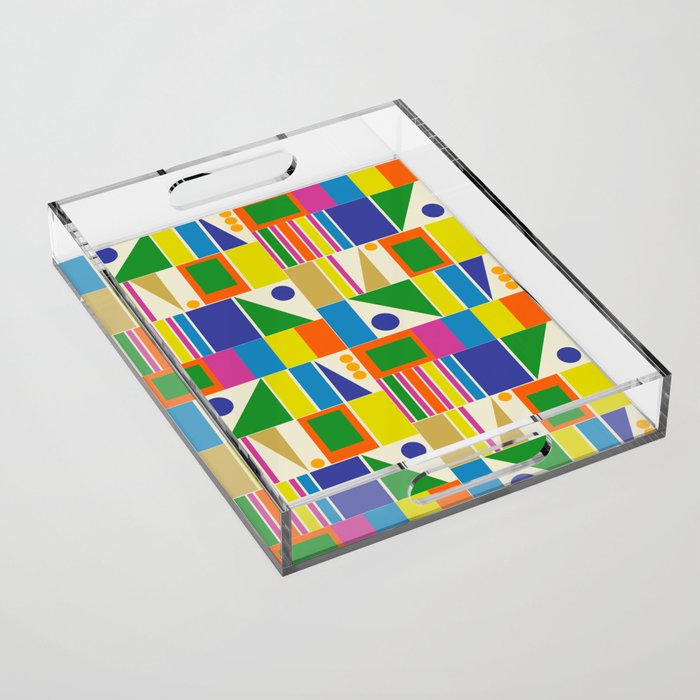 Colorful Geometric Mid Century Modtastic Retro Pattern Acrylic Tray Gallery Image 1