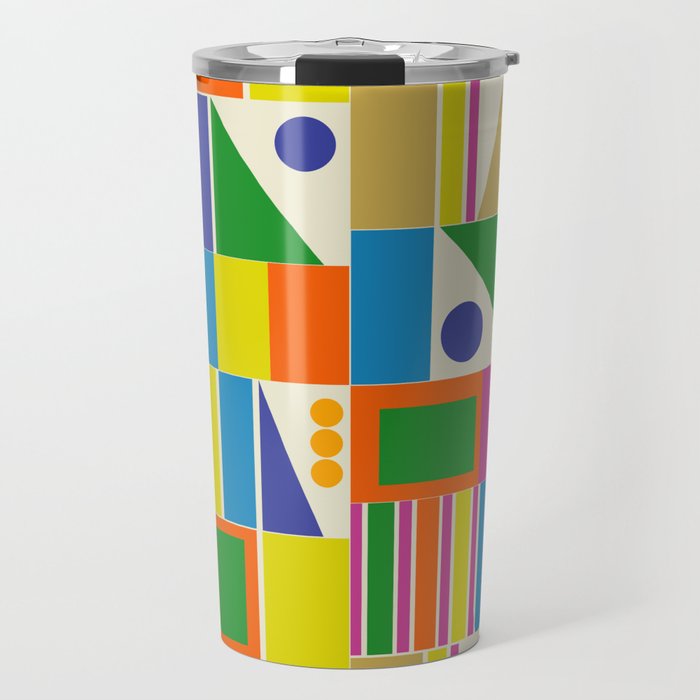 Colorful Geometric Mid Century Modtastic Retro Pattern Travel Mug Gallery Image 1