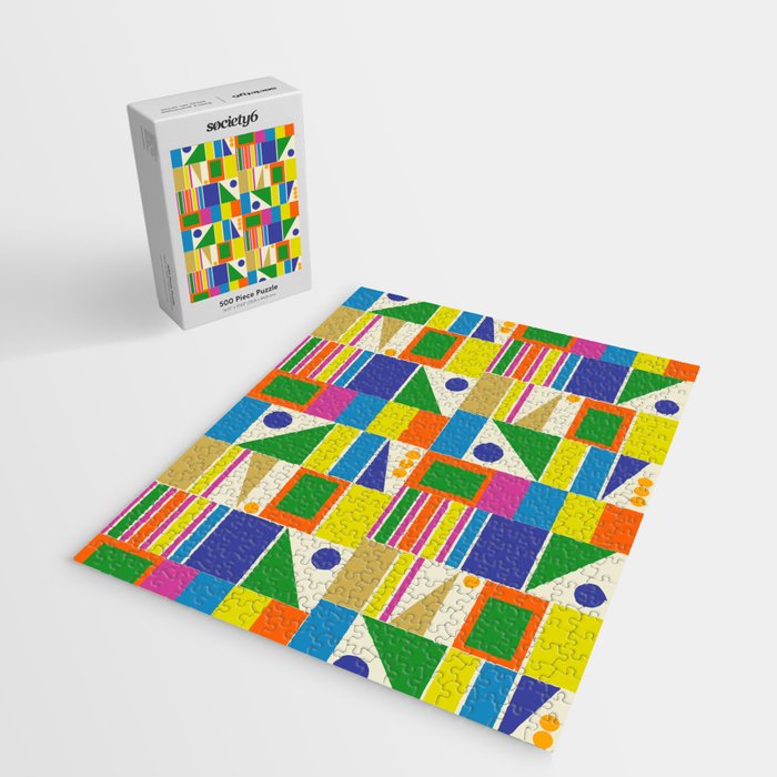 Colorful Geometric Mid Century Modtastic Retro Pattern Jigsaw Puzzle Gallery Image 2