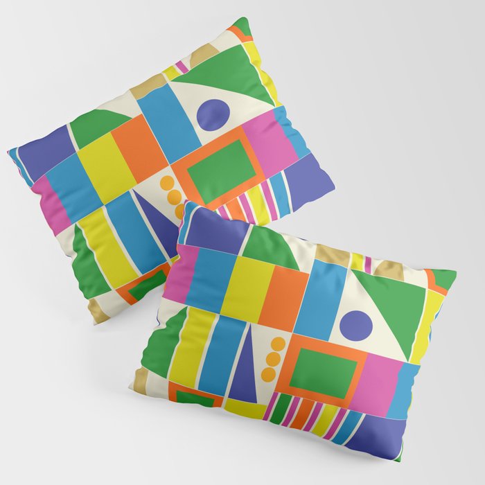 Colorful Geometric Mid Century Modtastic Retro Pattern Pillow Sham Gallery Image 1