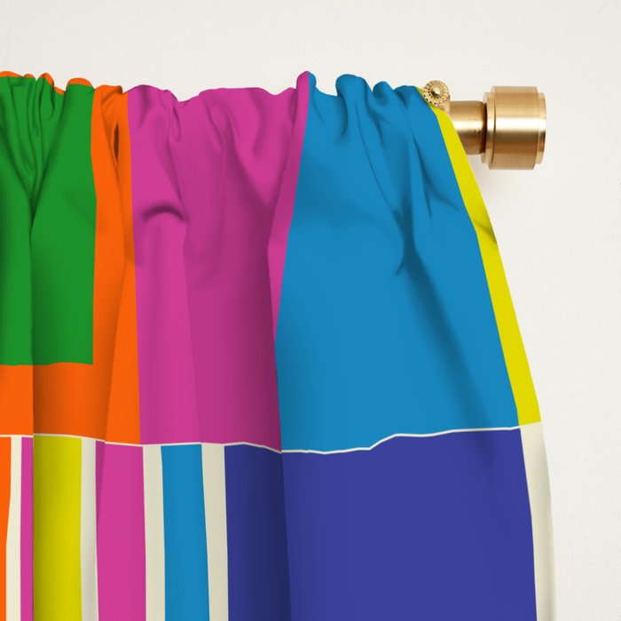 Colorful Geometric Mid Century Modtastic Retro Pattern Window Curtain Gallery Image 2