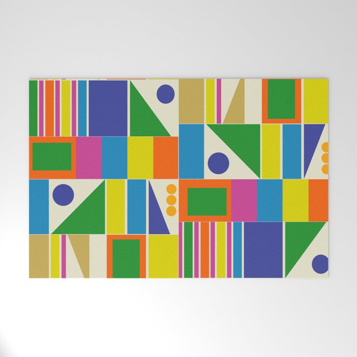 Colorful Geometric Mid Century Modtastic Retro Pattern Welcome Mat Gallery Image 1