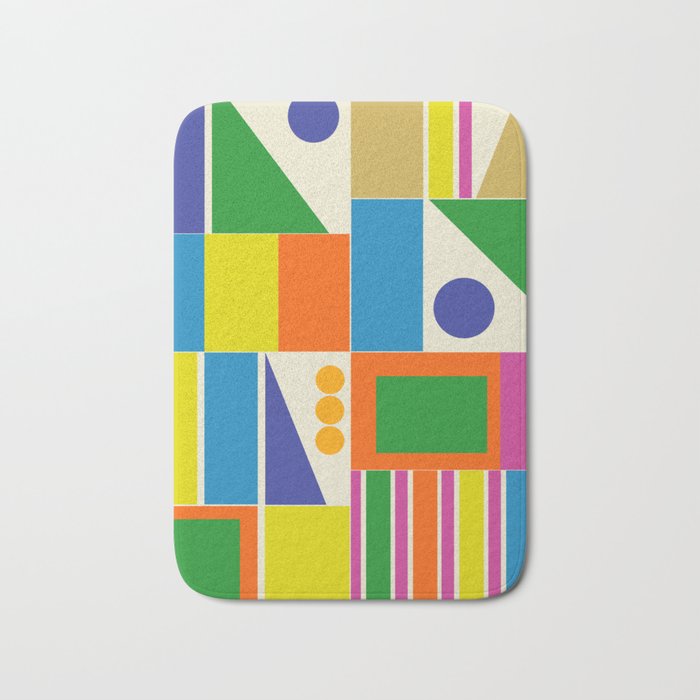 Colorful Geometric Mid Century Modtastic Retro Pattern Bath Mat Gallery Image 1