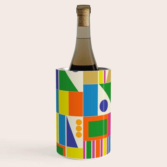 Colorful Geometric Mid Century Modtastic Retro Pattern Wine Chiller Gallery Image 1