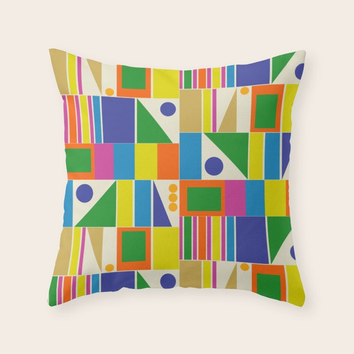 Colorful Geometric Mid Century Modtastic Retro Pattern Throw Pillow Gallery Image 6